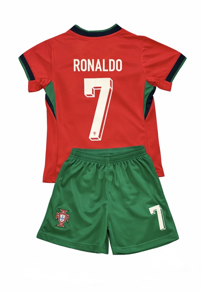 Christiano Ronaldo Kids Portugal Red Soccer Jersey Kit Toddler Youth