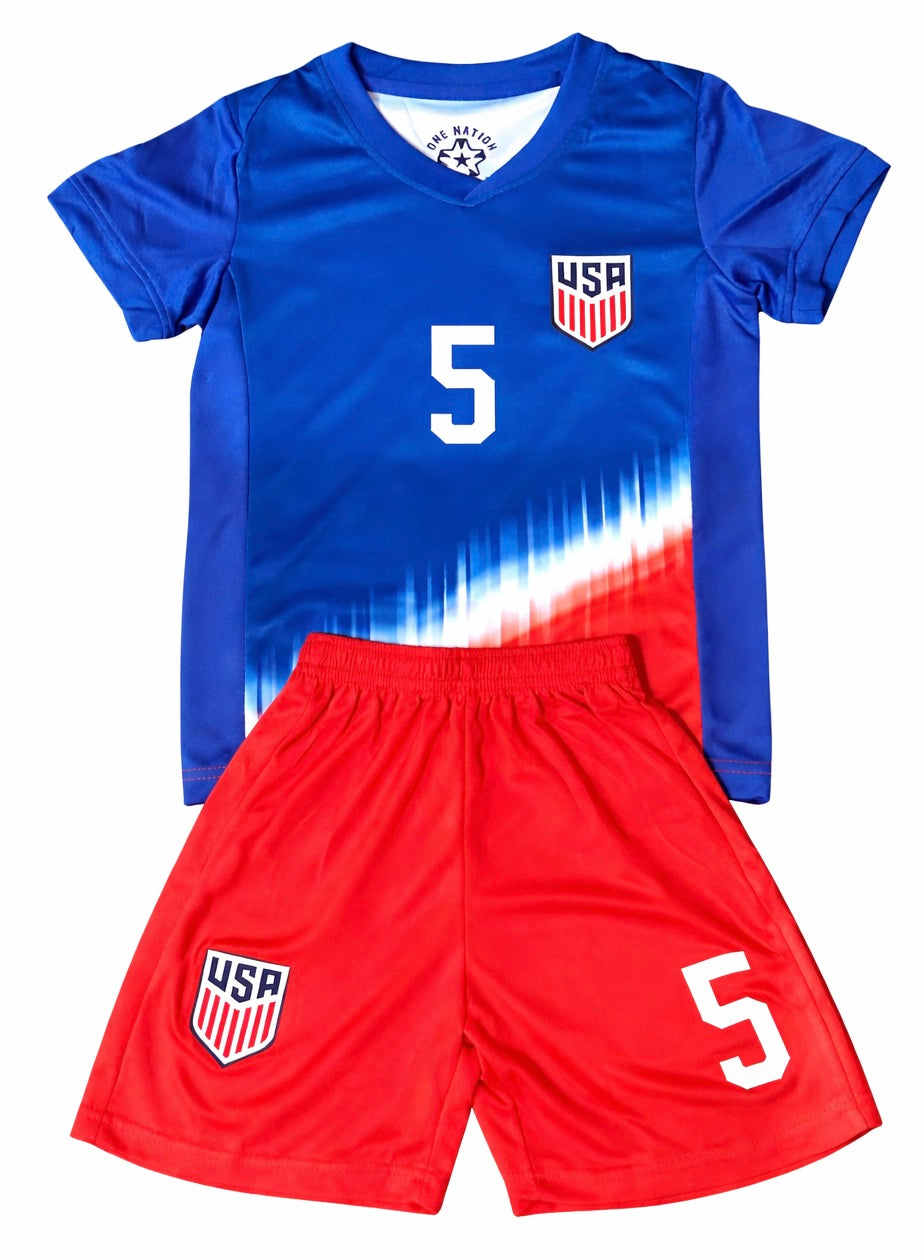 Trinity Rodman Blue Red Soccer Jersey Set Home Kit Toddler/Youth Set