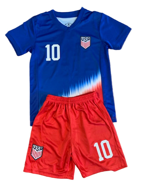 Christian Pulisic kids soccer jersey kit 2 piece set USA