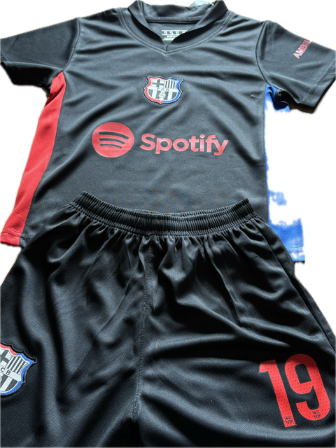 Lamine Yamal Soccer Jersey Set - Black Away Kids Toddler & Youth Set of 2
