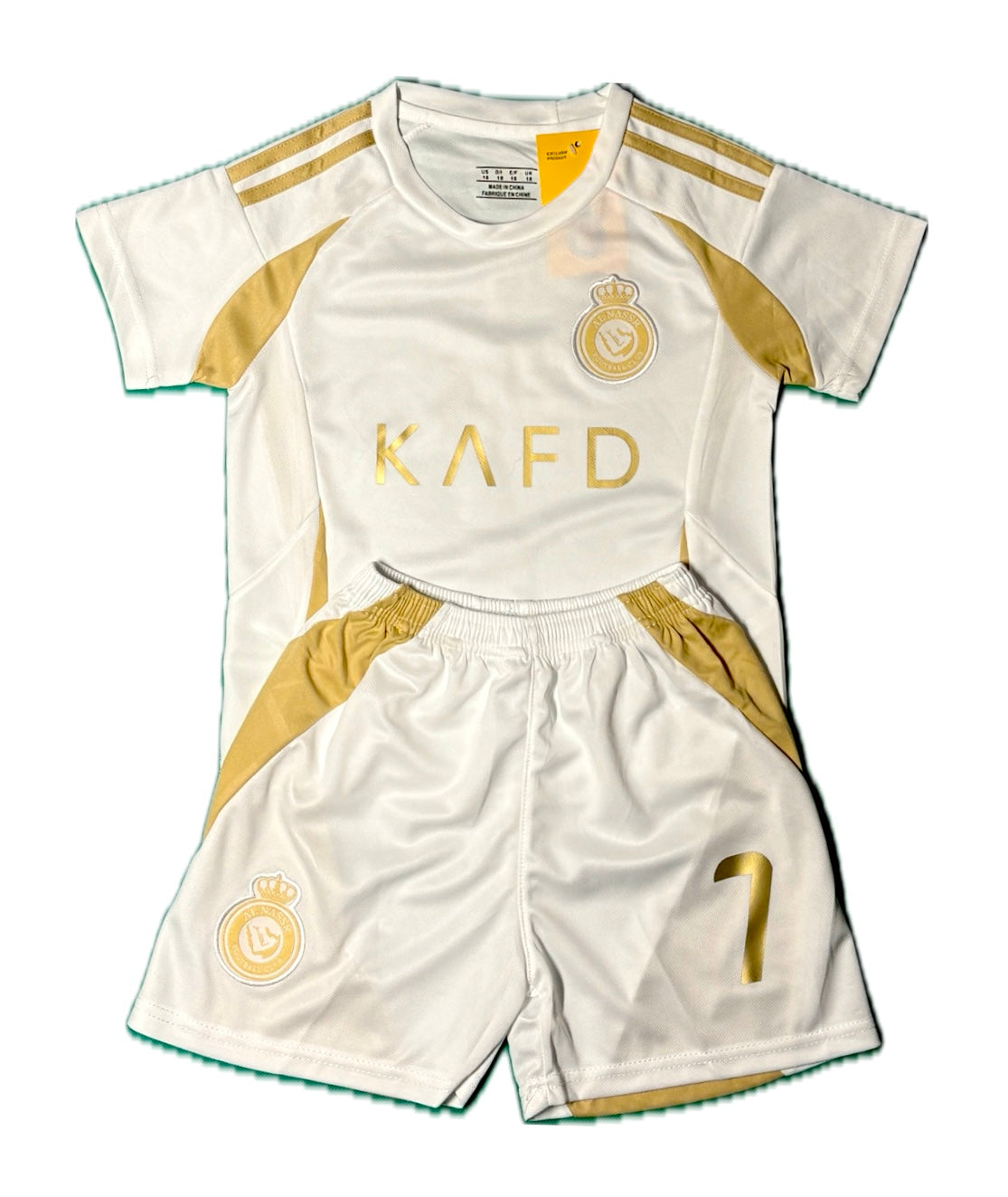 Christiano Ronaldo Kids White Al Nassr Soccer Jersey Kit Youth & Toddler