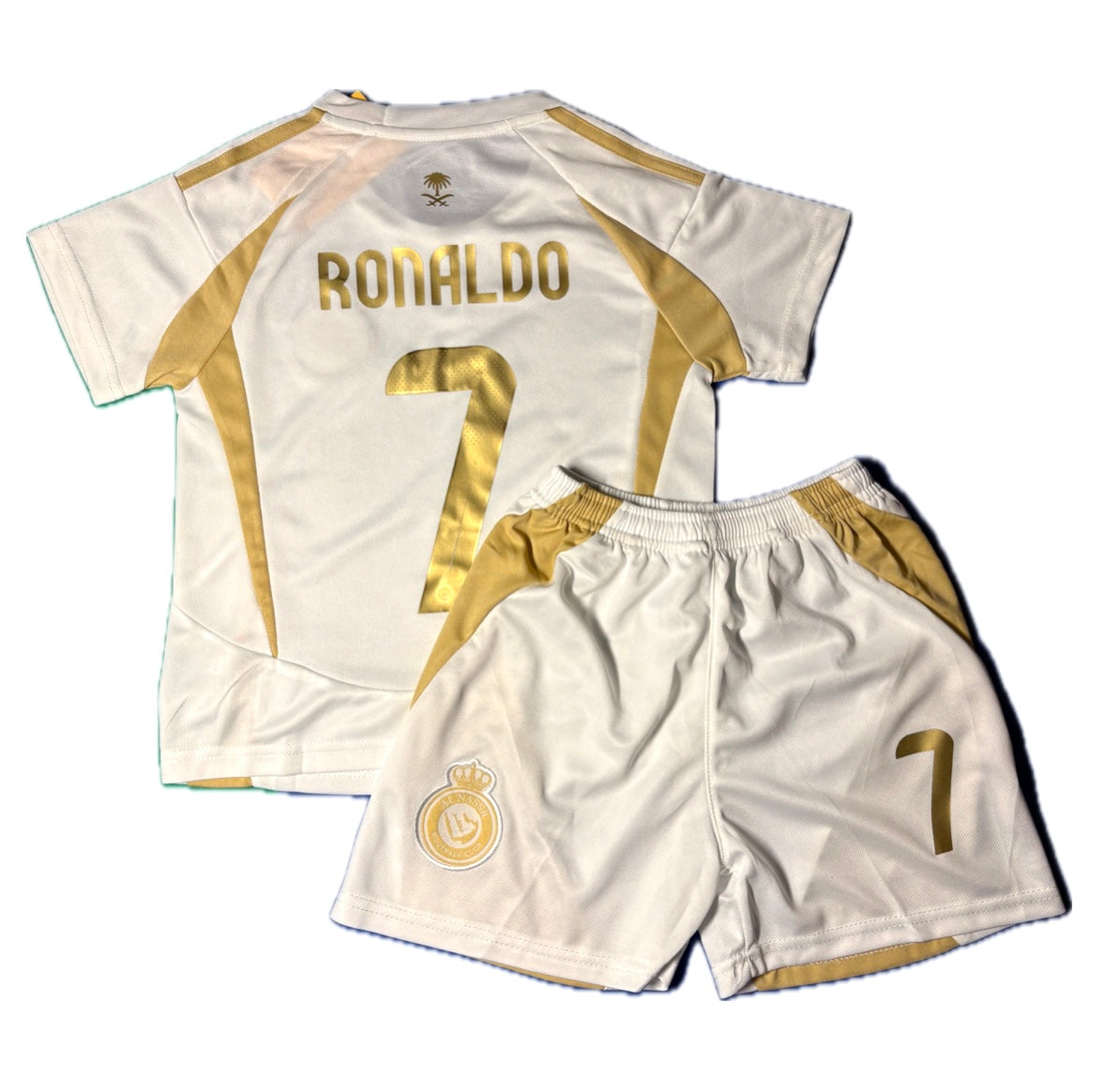 Christiano Ronaldo Kids White Al Nassr Soccer Jersey Kit Youth & Toddler