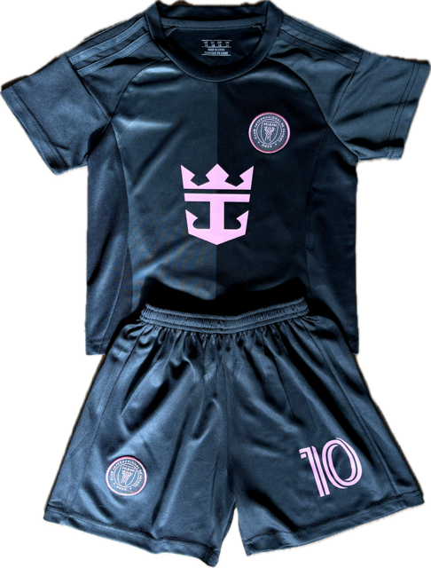 Lionel Messi Black Miami Home Kids Soccer Jersey Set Football Youth Toddler