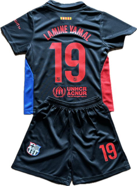 Lamine Yamal Soccer Jersey Set - Black Away Kids Toddler & Youth Set of 2