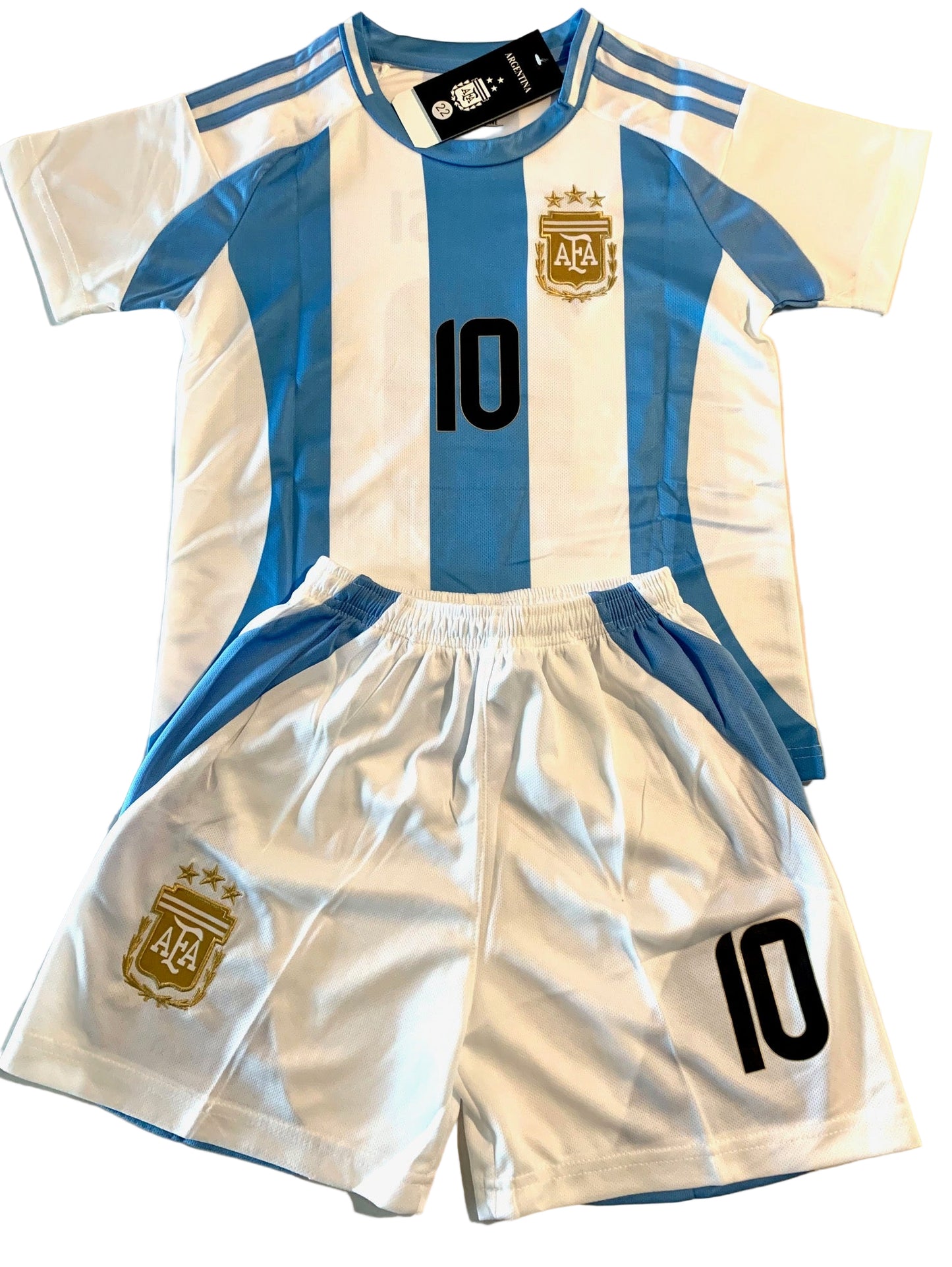 Lionel Mess Kids Youth i Argentina Soccer Jersey Kit Home Blue & White Football Set