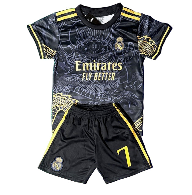 Ronaldo Black Dragon Real Madrid Edition Kids Soccer Uniform Set of 2