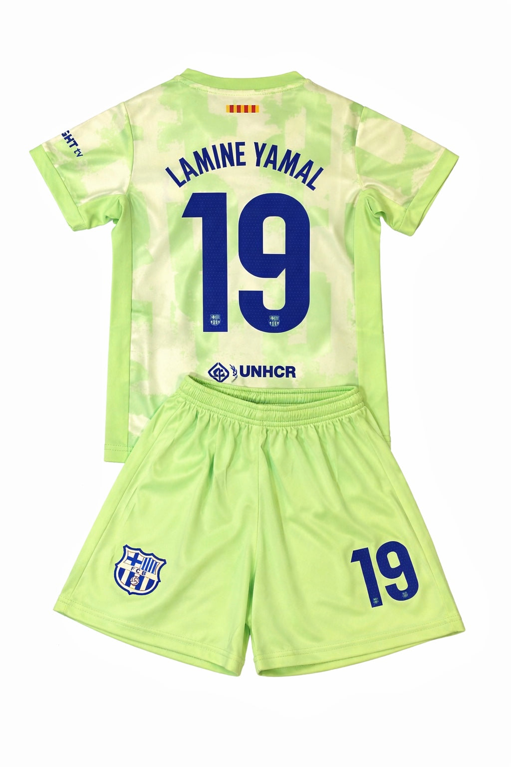 Lamine Yamal Green Barcelona Kids Soccer Jersey Set 2 Piece Kit