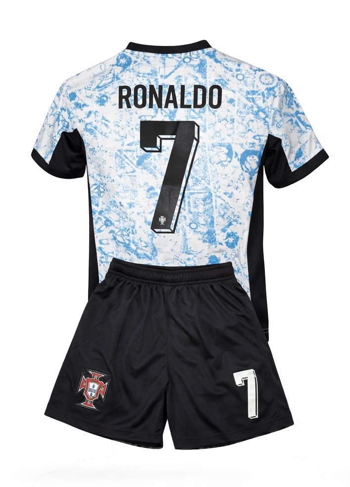 Christiano Ronaldo Kids Blue Portugal Away Childrens Soccer Jersey