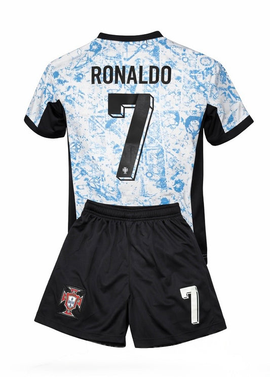 Christiano Ronaldo Kids Blue Portugal Away Childrens Soccer Jersey