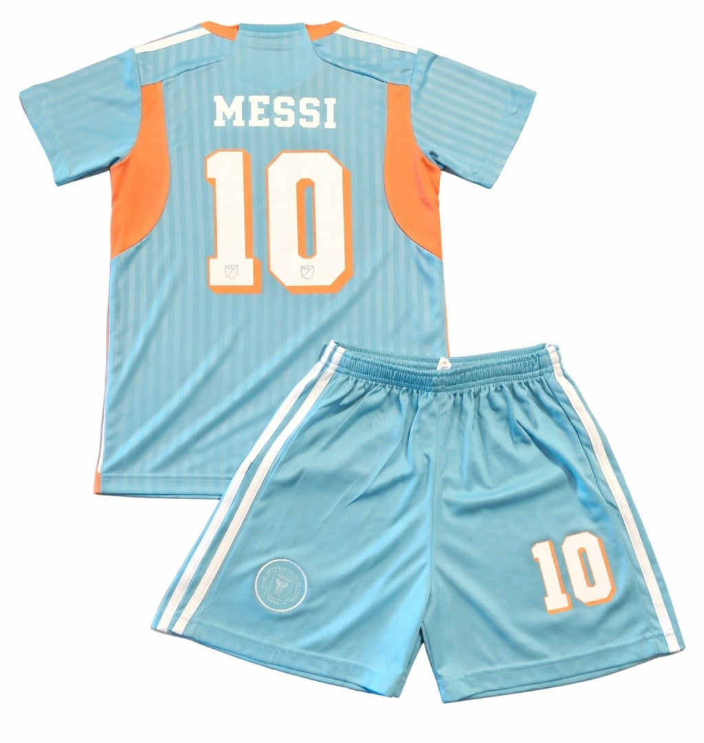 Lionel Messi Kids Miami Soccer Jersey Set  2 Piece Teal Kit