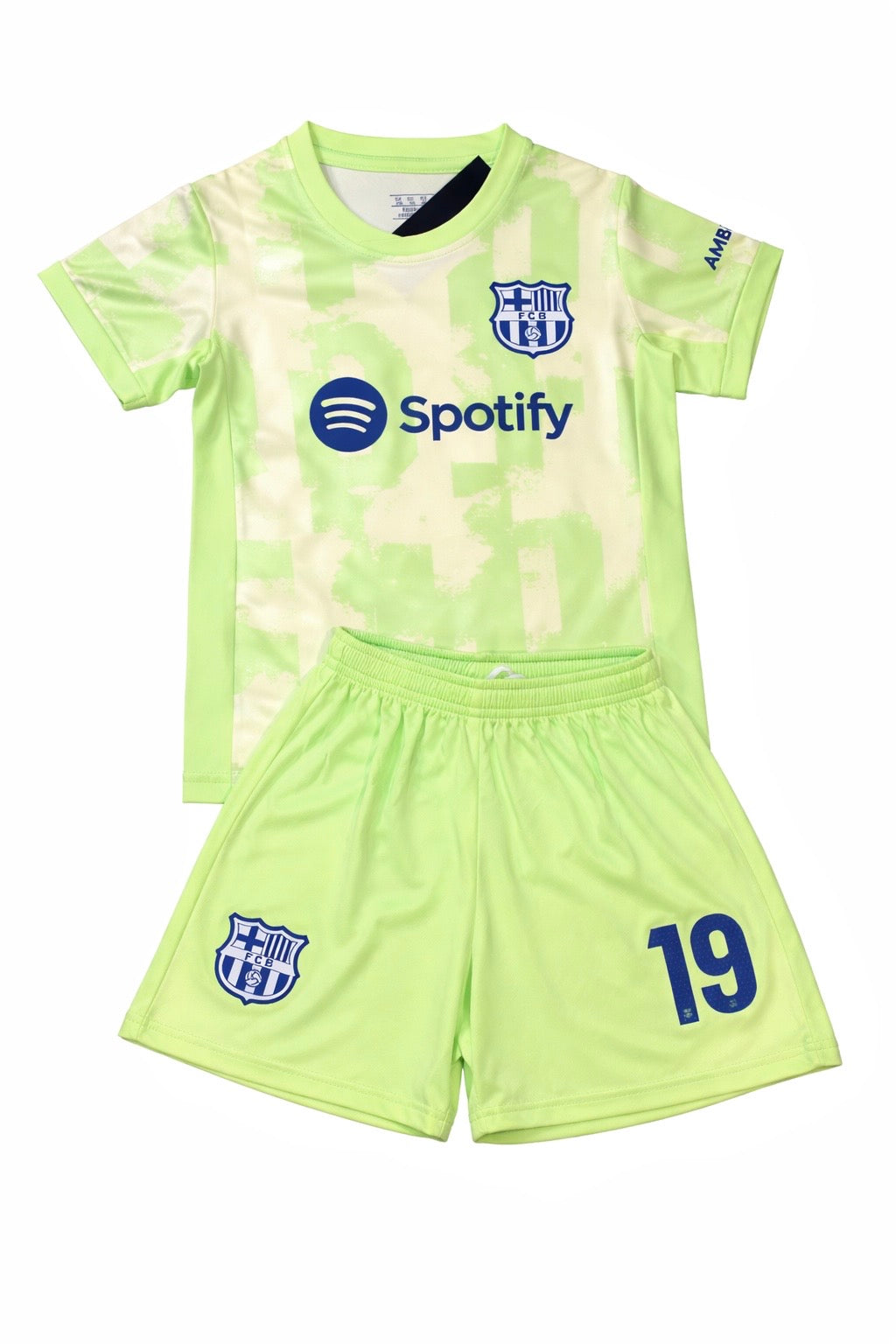 Lamine Yamal Green Barcelona Kids Soccer Jersey Set 2 Piece Kit
