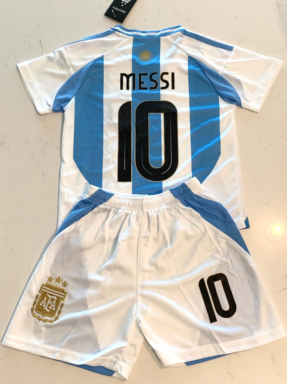 Kids Lionel Messi Argentina Soccer Jersey Kit - Toddler & Youth Sizing
