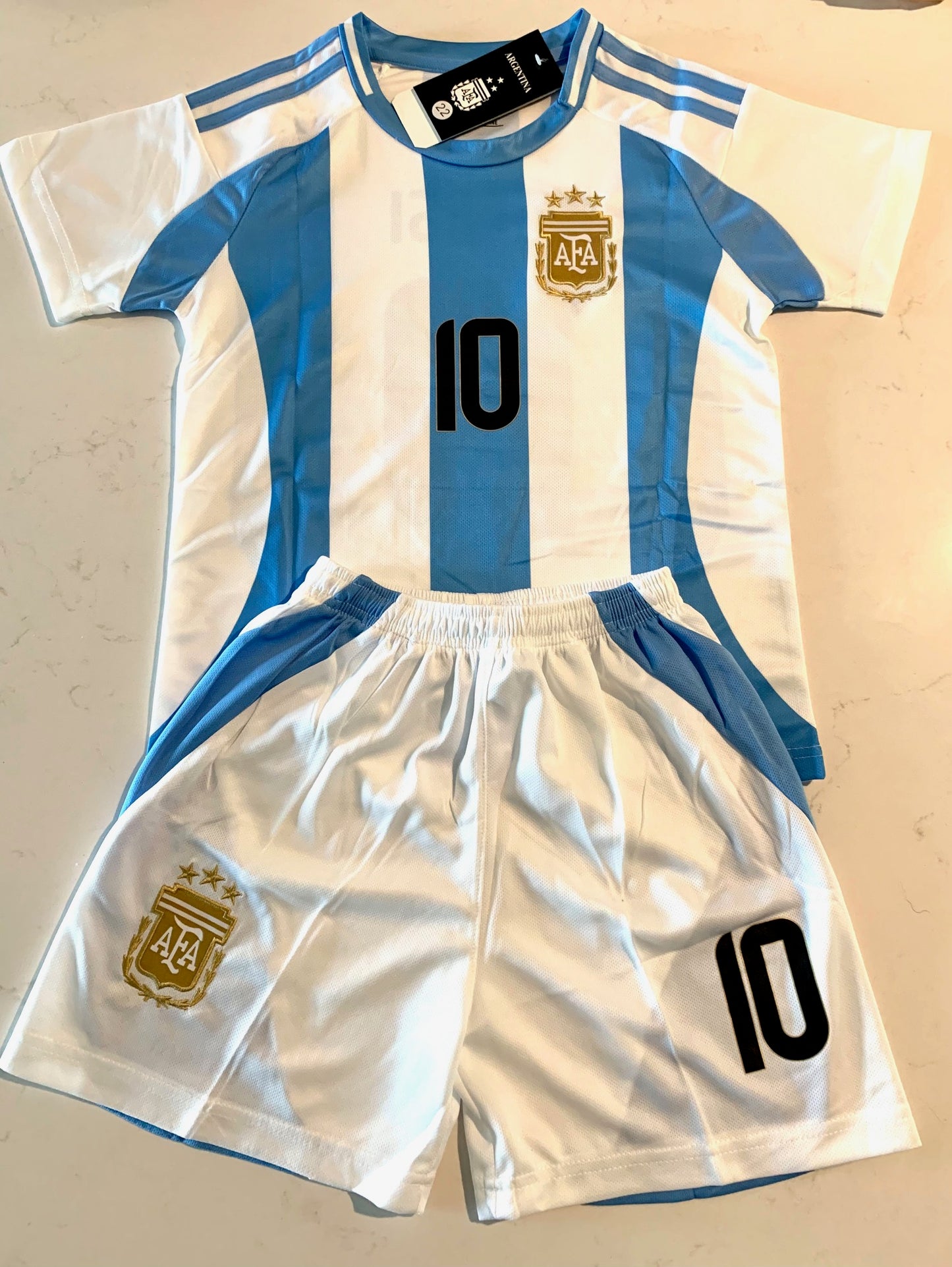 Kids Lionel Messi Argentina Soccer Jersey Kit - Toddler & Youth Sizing