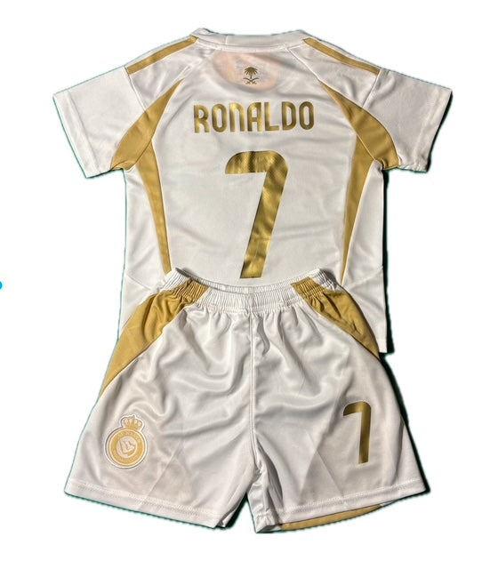 Christiano Ronaldo Kids White Al Nassr Soccer Jersey Kit Youth & Toddler