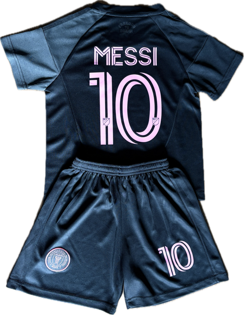 Lionel Messi Black Miami Home Kids Soccer Jersey Set Football Youth Toddler