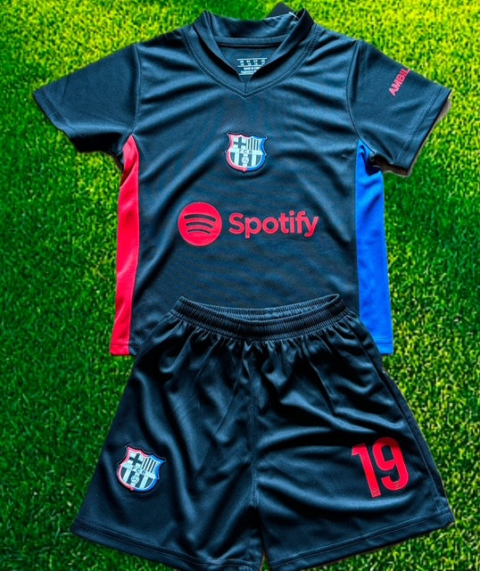 Kids Youth Toddler 2 Piece  Black Lamine Yamal Soccer Jersey Barcelona Set