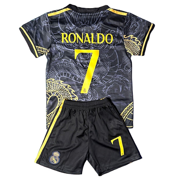 Ronaldo Black Dragon Edition Kids Soccer Uniform Youth and Toddler  Set