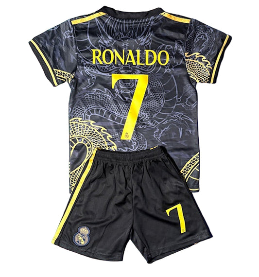 Ronaldo Black Dragon Edition Kids Soccer Uniform Youth and Toddler  Set